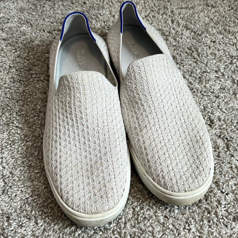 Grey and white slip on Rothy’s